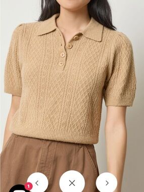 Lilla P MIXED STITCH ELBOW SLEEVE POLO